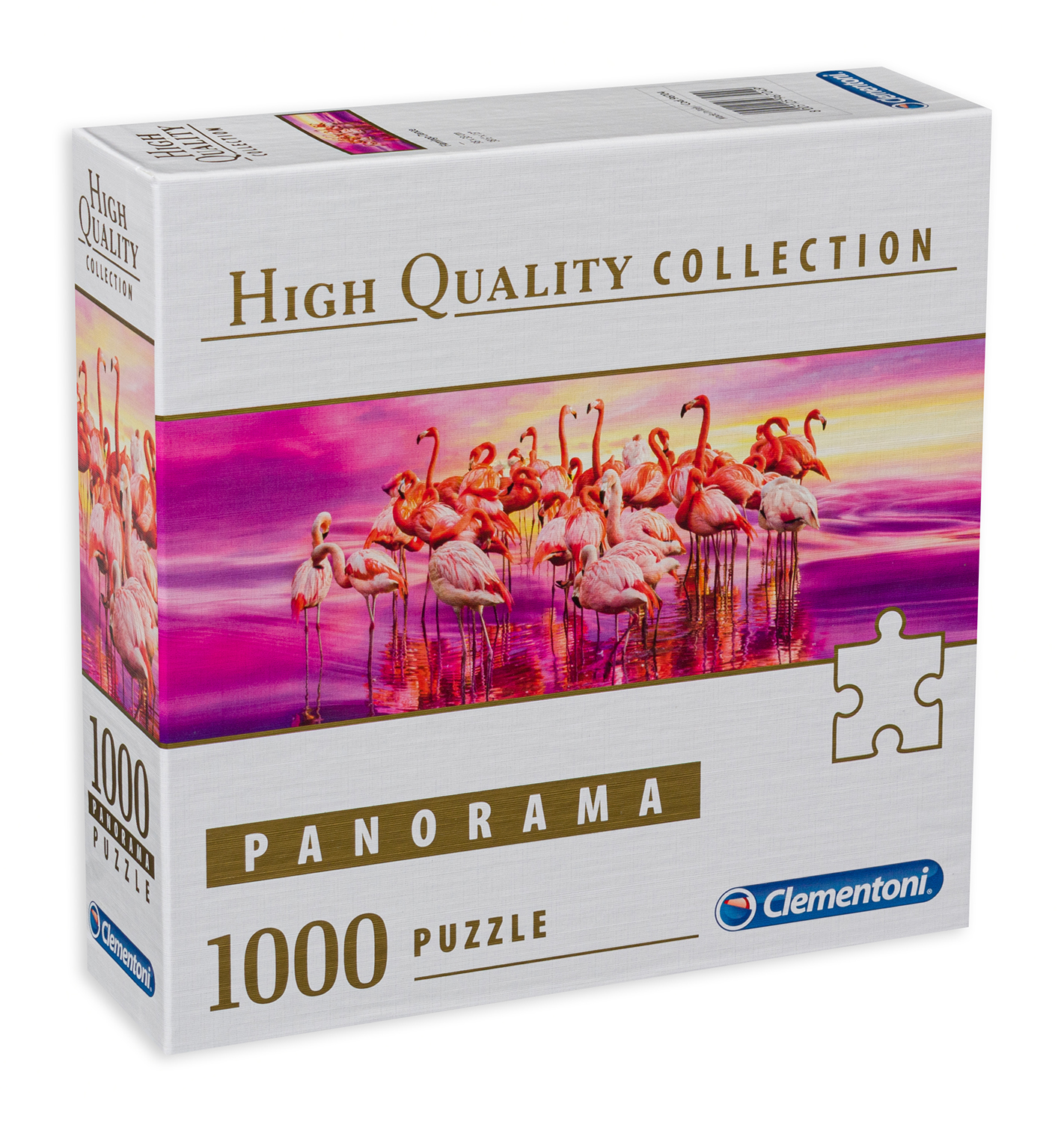 Панорамен пъзел Clementoni от 1000 части - Танцът на розовите фламинга