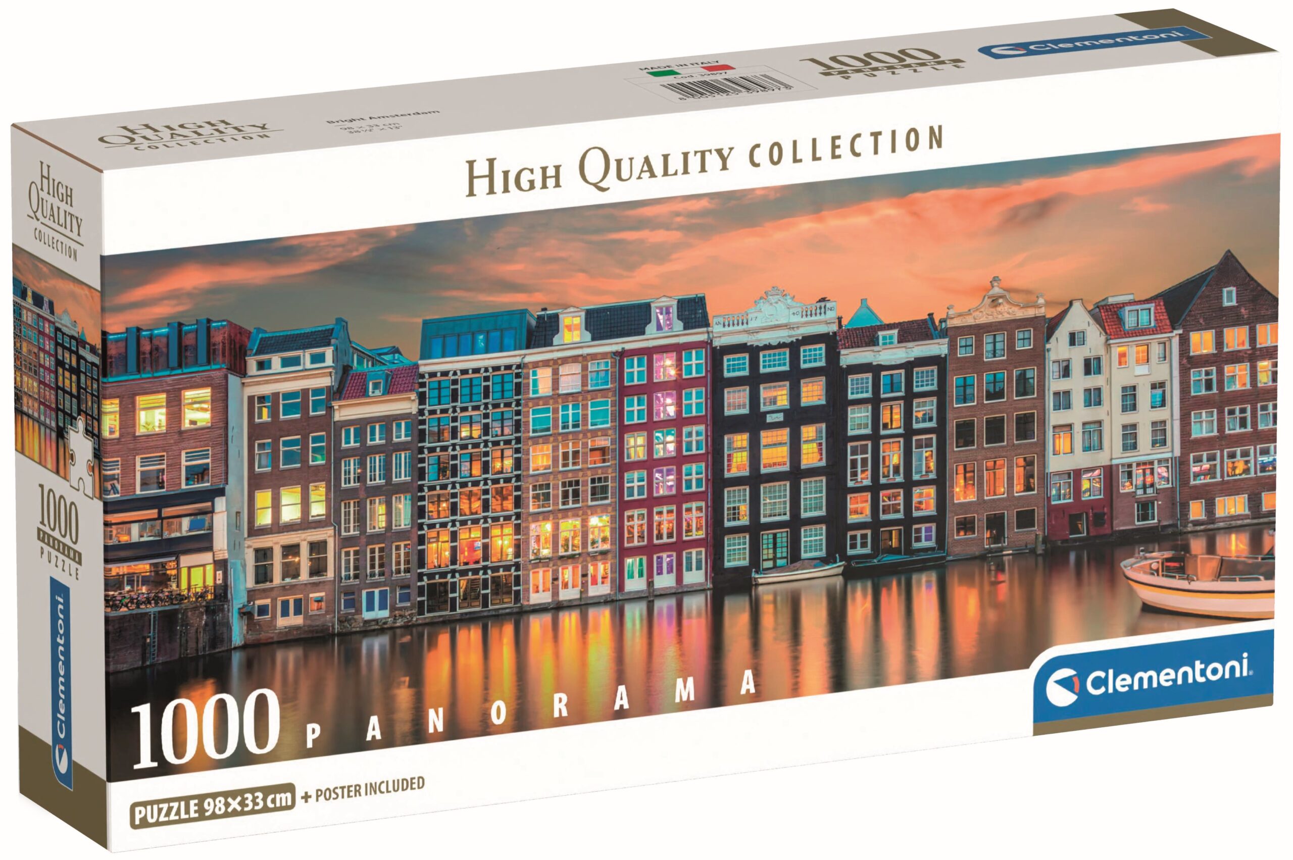 Панорамен пъзел Clementoni от 1000 части - Яркият Амстердам