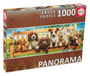 Панорамен пъзел Educa от 1000 части - Кученца