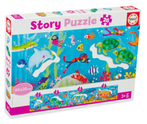 Панорамен пъзел Educa от 26 части - Подводен свят