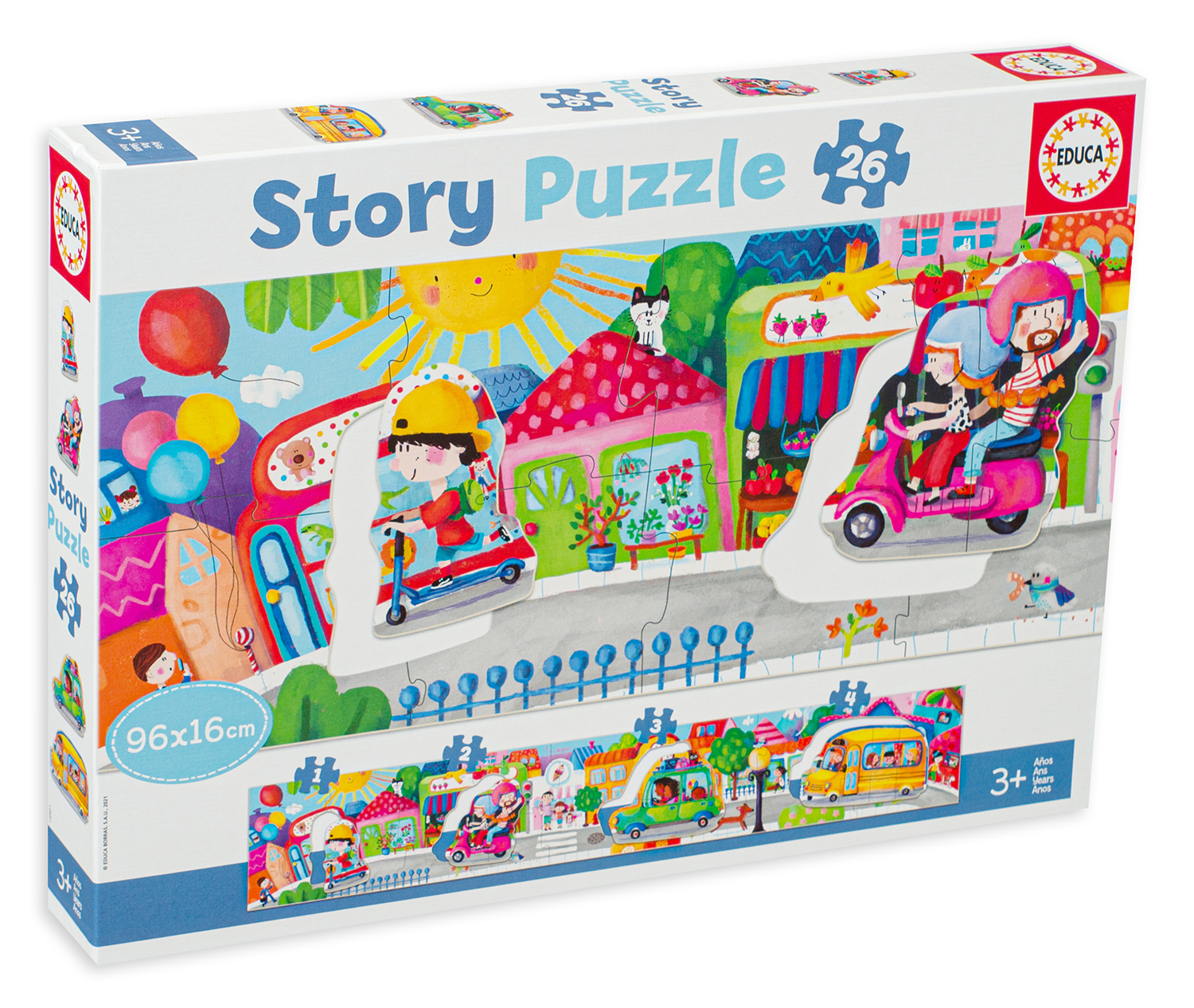 Панорамен пъзел Educa от 26 части - Превозни средства в града