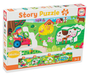 Панорамен пъзел Educa от 26 части - Животни във фермата