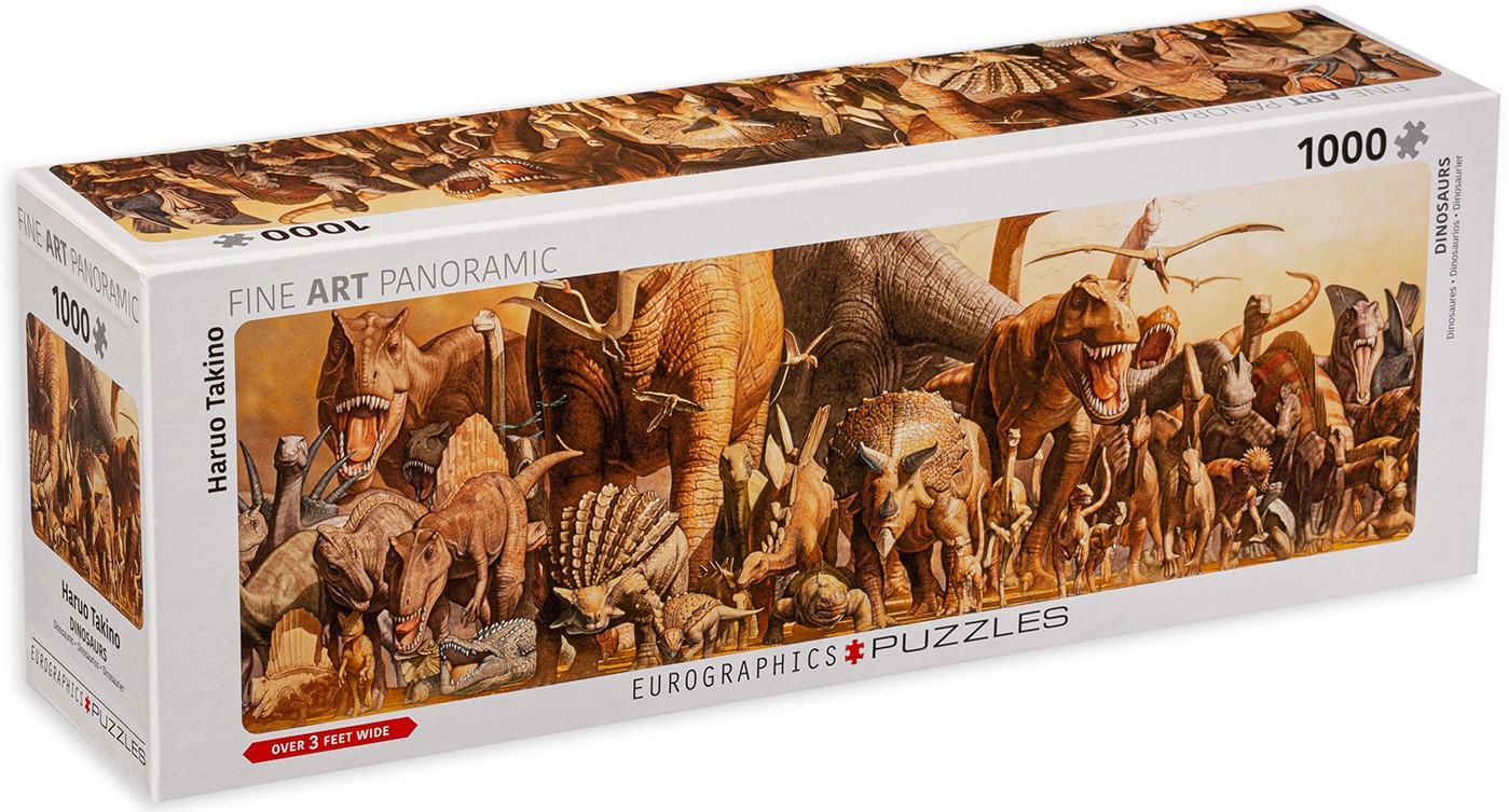 Панорамен пъзел Eurographics от 1000 части - Динозаври, Харуо Такино
