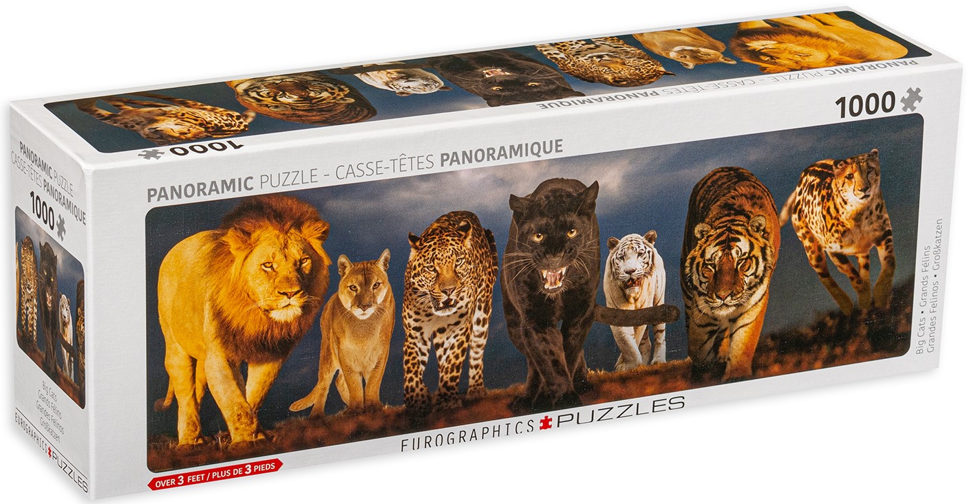Панорамен пъзел Eurographics от 1000 части - Големи котки