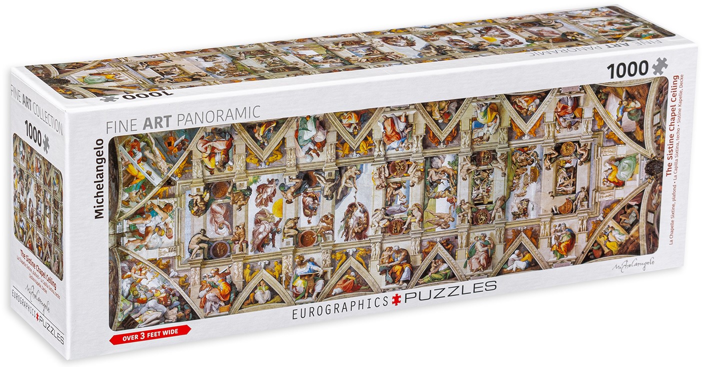 Панорамен пъзел Eurographics от 1000 части - Сикстинската капела, Микеланджело Буонароти