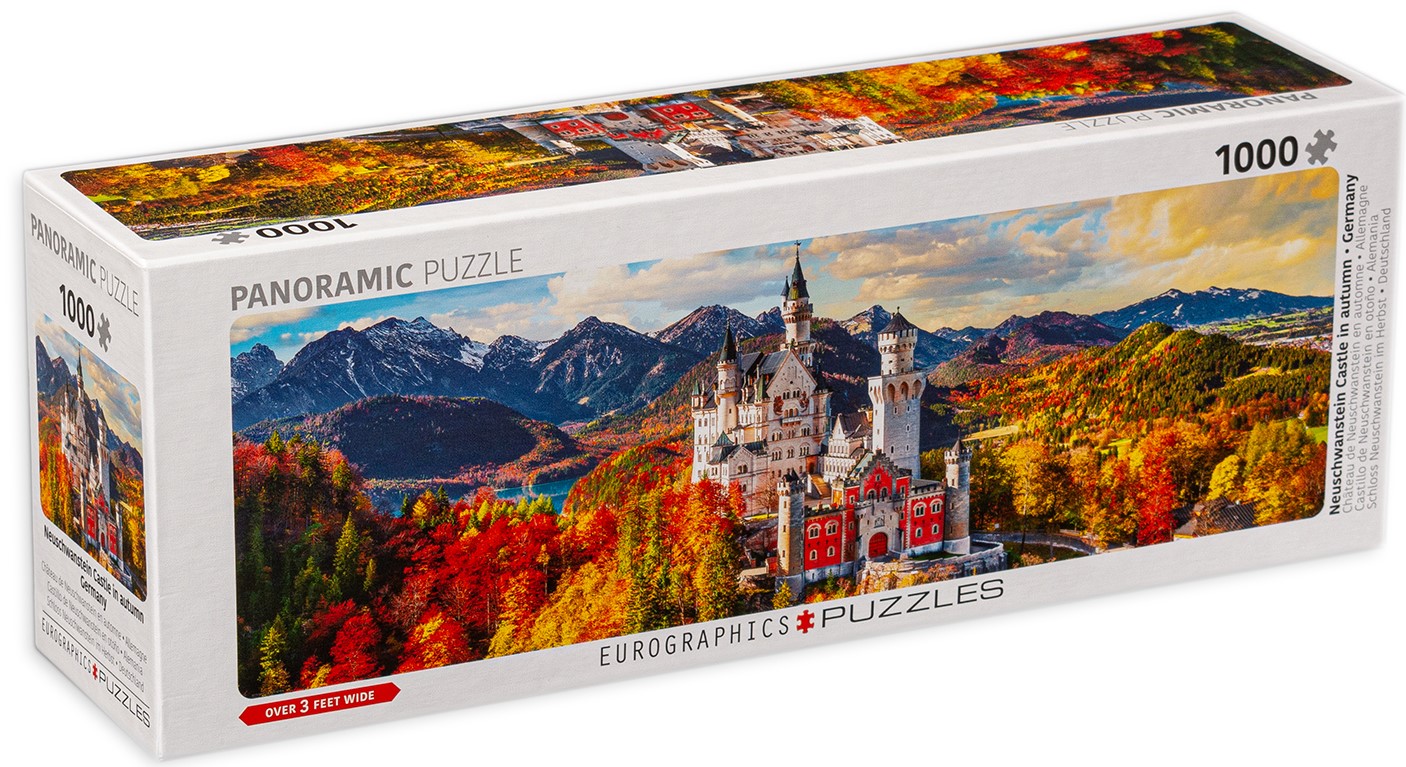 Панорамен пъзел Eurographics от 1000 части - Замъкът Нойшванщайн през есента