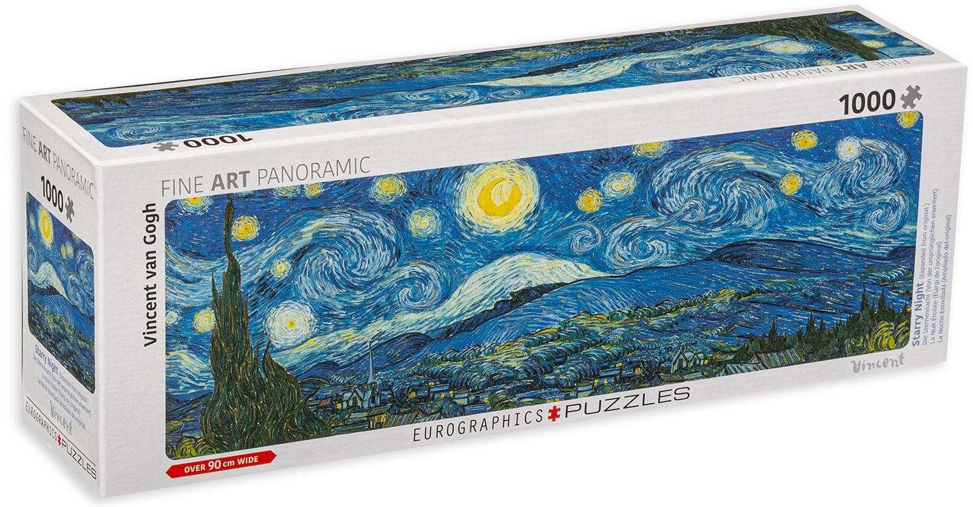 Панорамен пъзел Eurographics от 1000 части - Звездна нощ, Винсент ван Гог