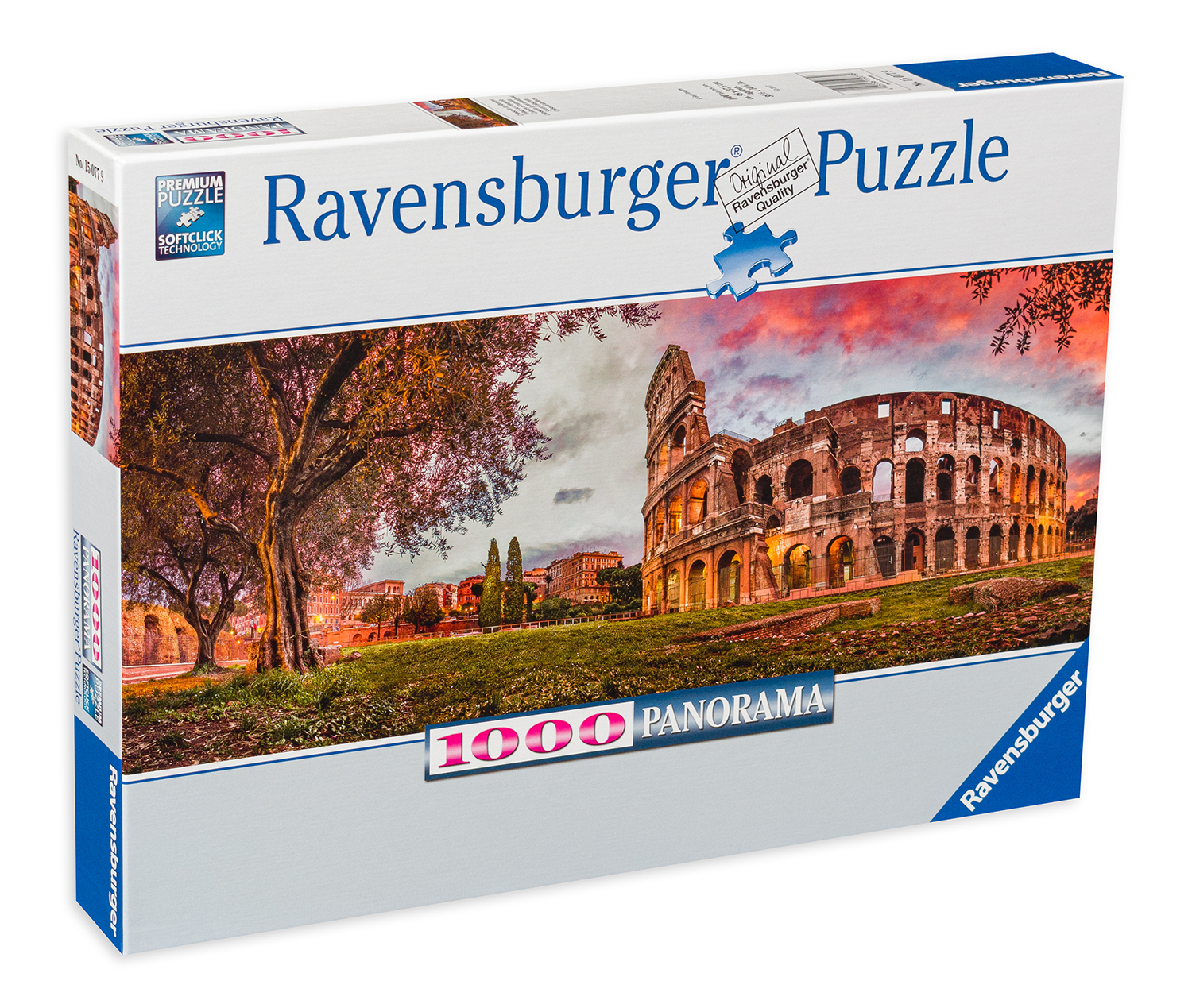 Панорамен пъзел Ravensburger от 1000 части - Залез при Колизеума