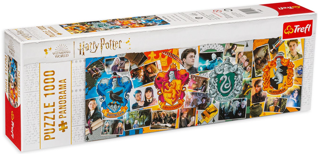 Панорамен пъзел Trefl от 1000 части - Хари Потър и домовете на Хогуортс