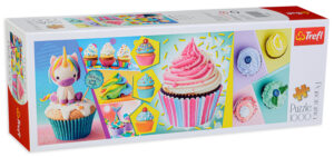 Панорамен пъзел Trefl от 1000 части - Цветни кексчета
