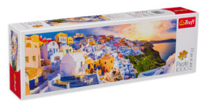 Панорамен пъзел Trefl от 1000 части - Залез в Санторини