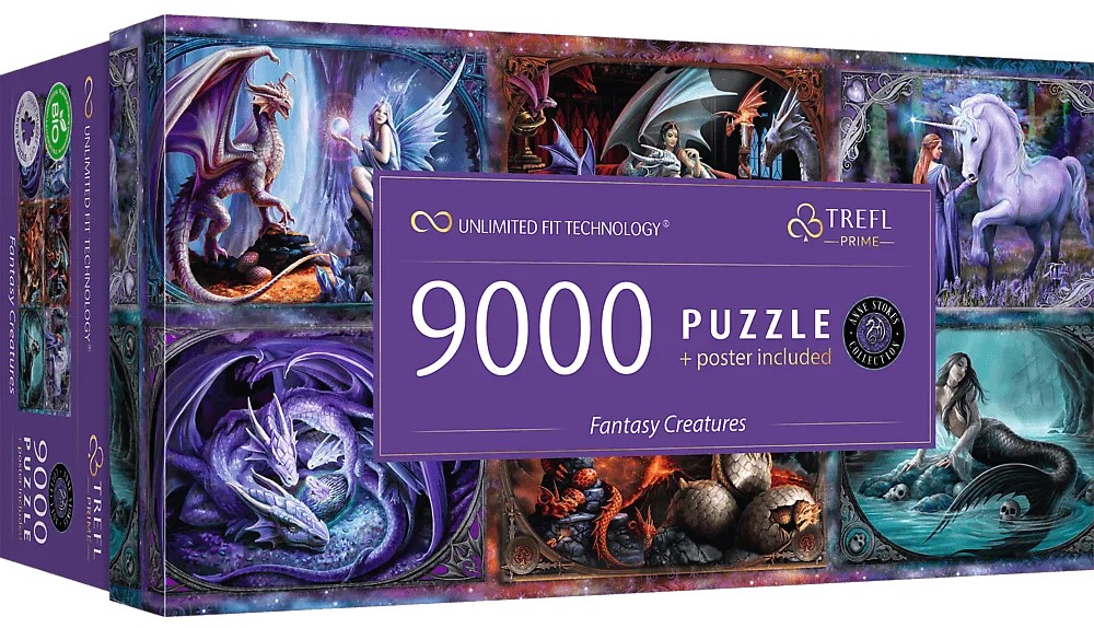 Панорамен пъзел Trefl от 9000 части - Фантастични създания
