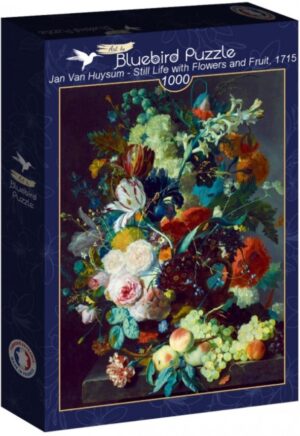 Пъзел Bluebird от 1000 части - Натюрморт с цветя и плодове, 1715