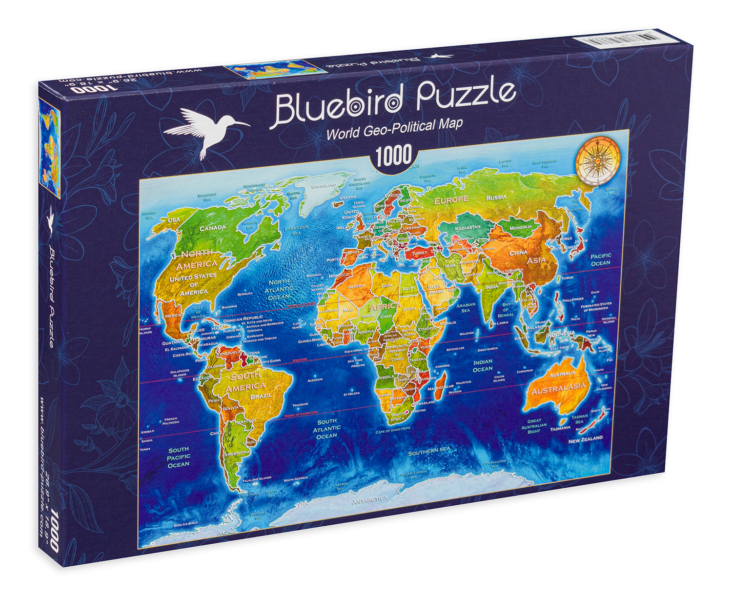 Пъзел Bluebird от 1000 части - Световна гео-политическа карта, Ейдриан Честърман