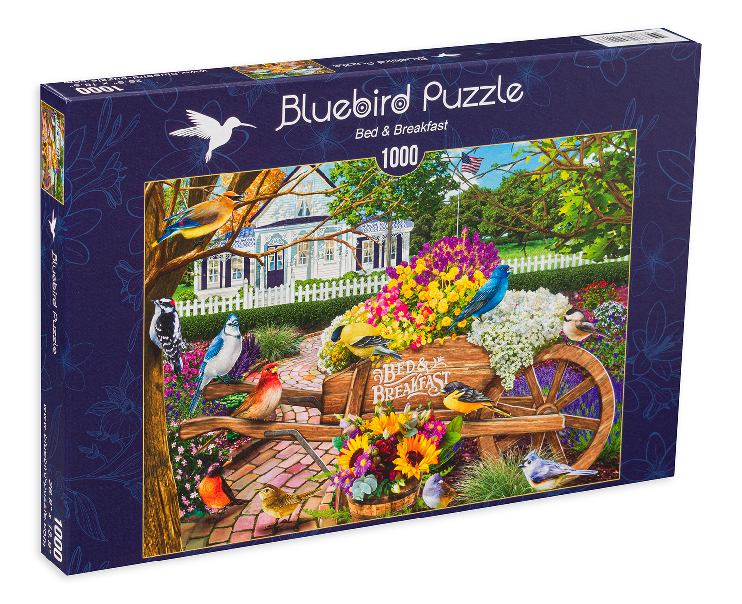 Пъзел Bluebird от 1000 части - Цветя и птици