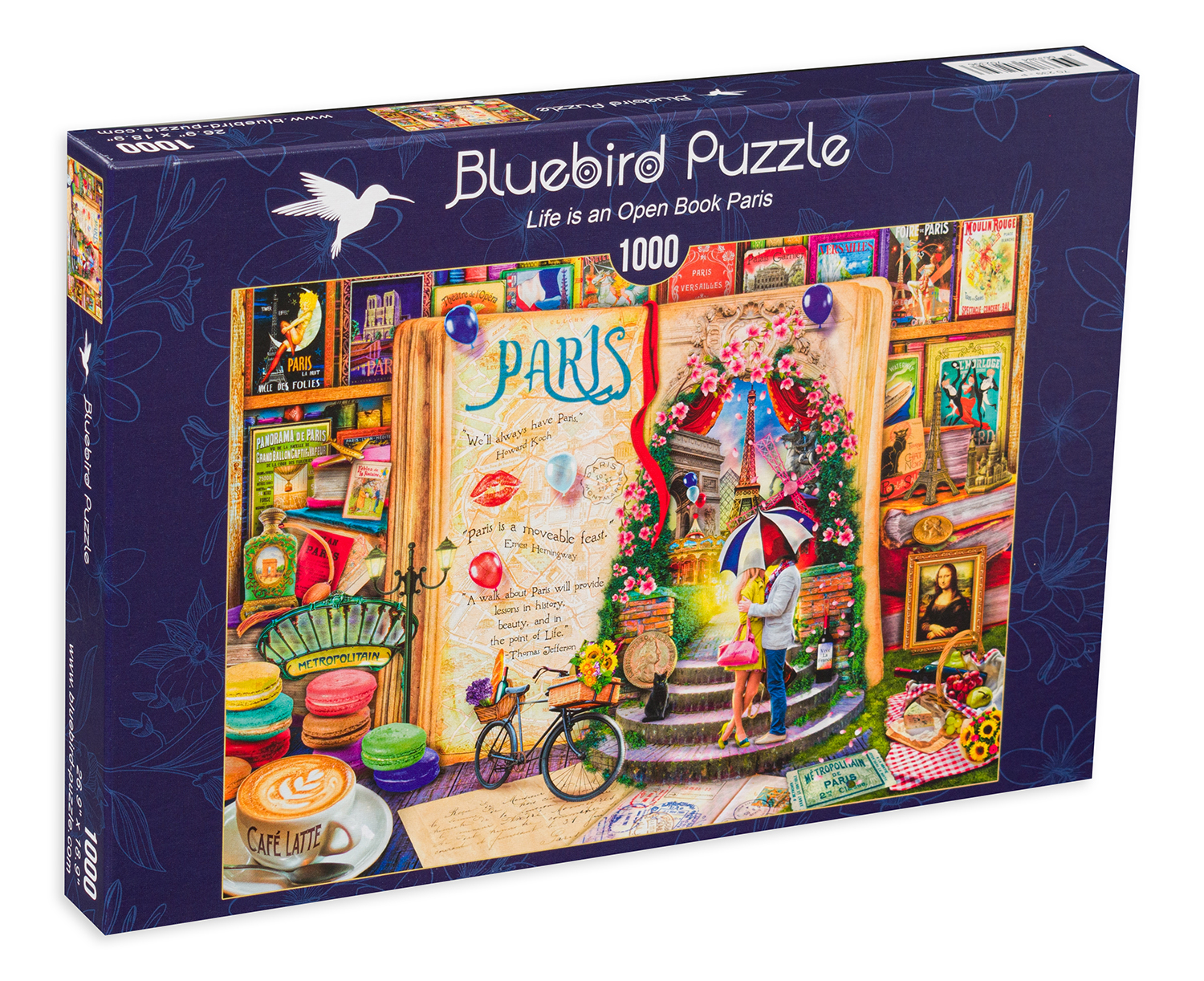 Пъзел Bluebird от 1000 части - Животът е отворена книга, Париж, Ейми Стюарт