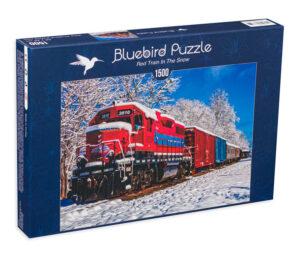 Пъзел Bluebird от 1500 части - Червен влак в снега
