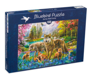 Пъзел Bluebird от 1500 части - Семейство вълци през пролетта