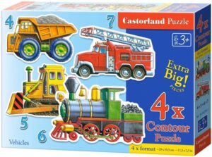 Пъзел Castorland 4 в 1 - Строителна техника