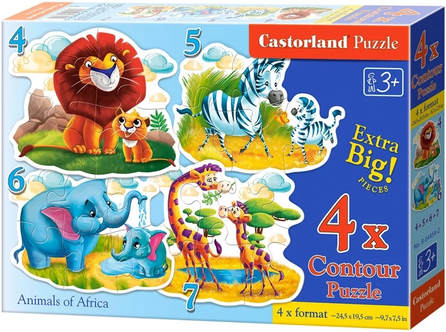 Пъзел Castorland 4 в 1 - Животните в Африка