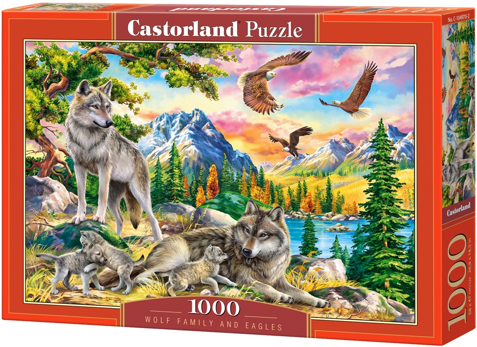 Пъзел Castorland от 1000 части - Вълче семейство и орли