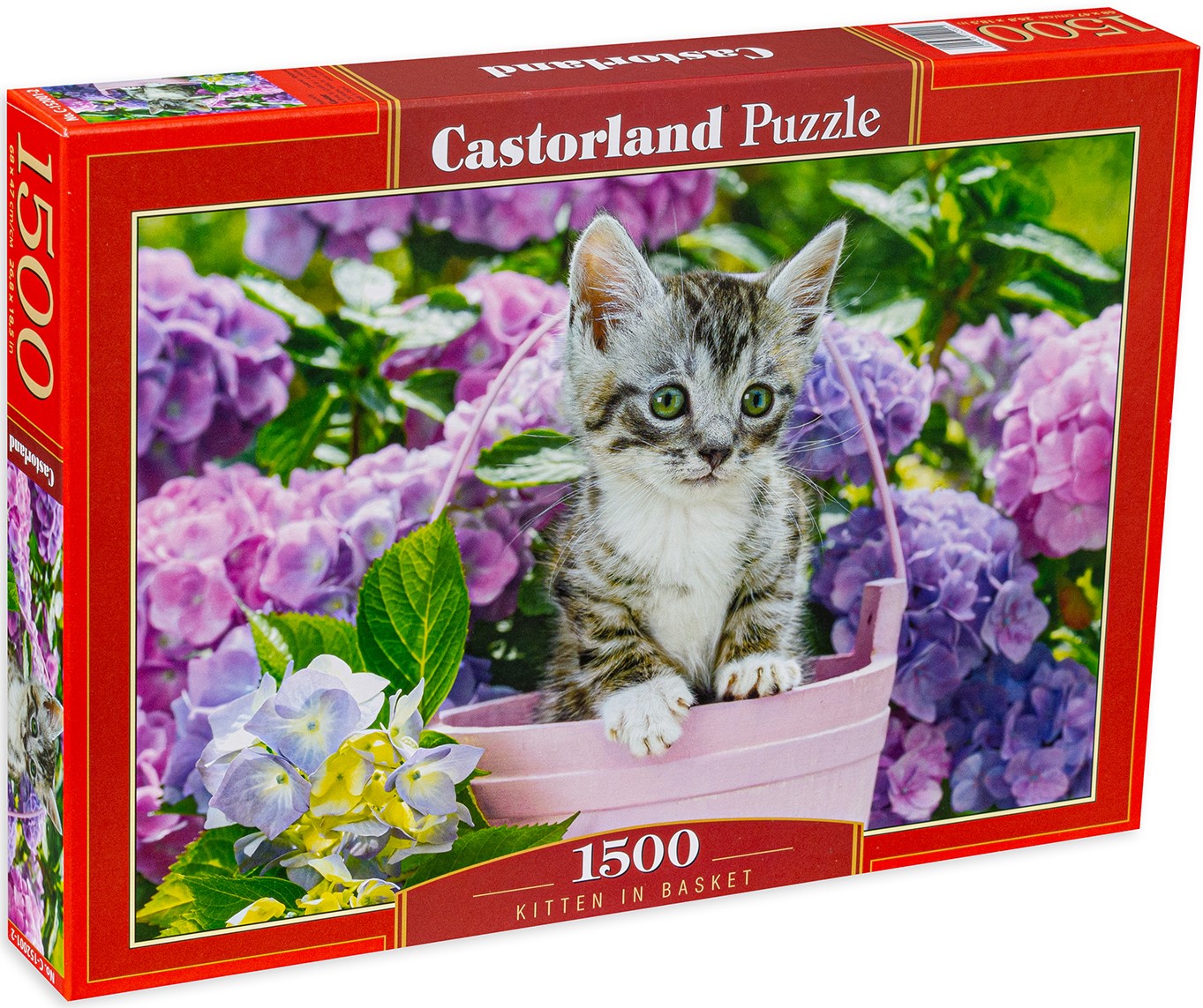 Пъзел Castorland от 1500 части - Коте в кошничка