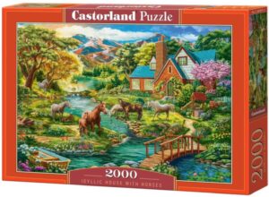 Пъзел Castorland от 2000 части - Идилична къща с коне