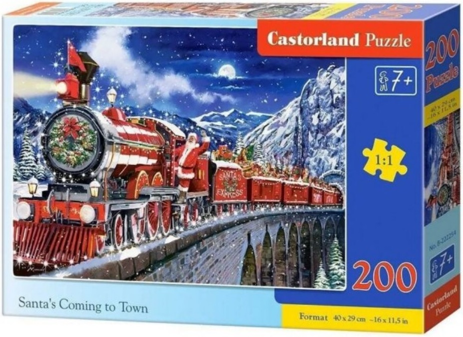 Пъзел Castorland от 200 части - Дядо Коледа пристига в града