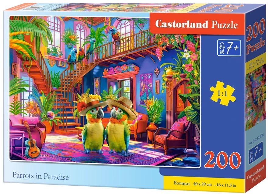 Пъзел Castorland от 200 части - Папагали в Рая