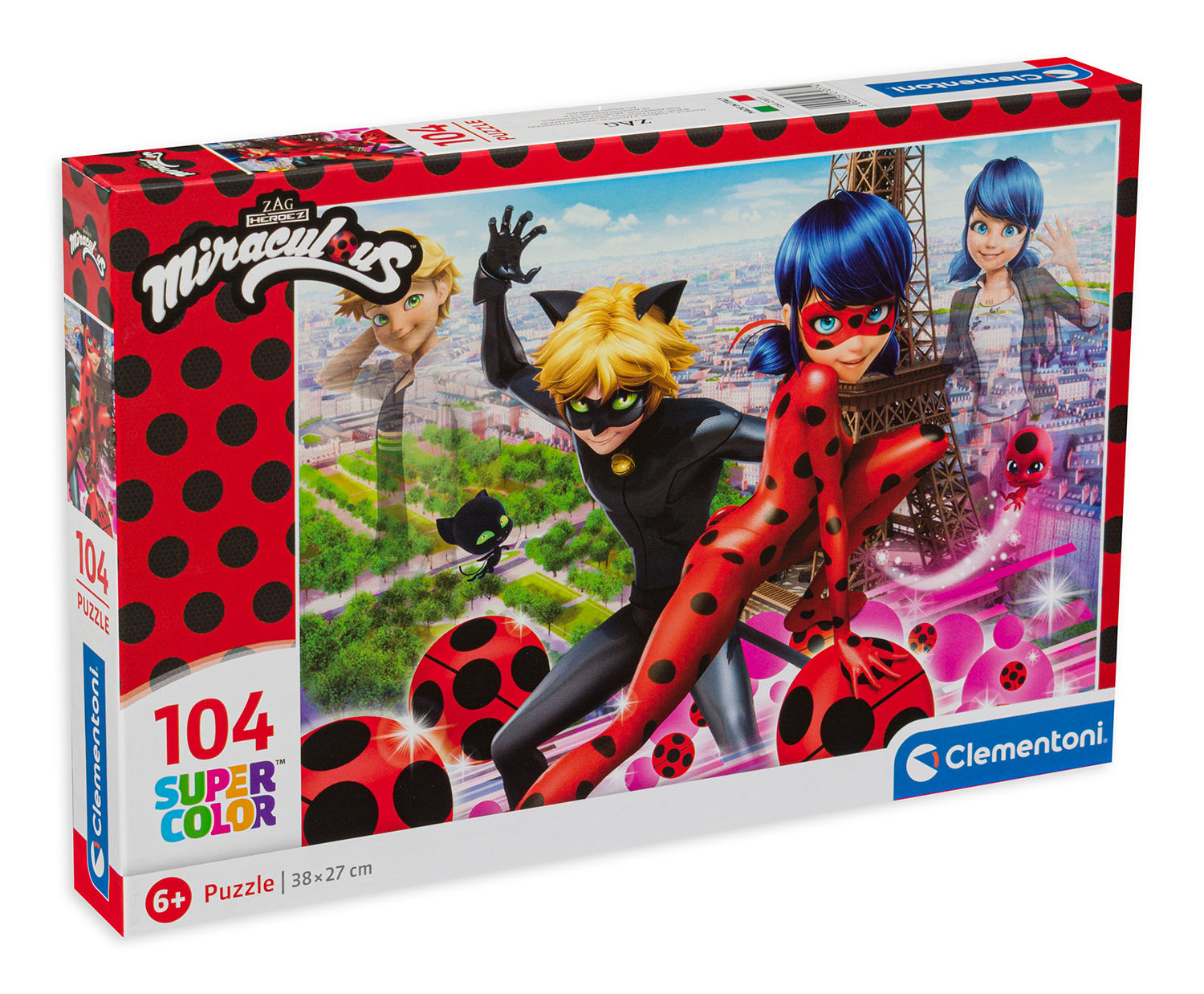 Пъзел Clementoni от 104 части - Мега-чудесата на Калинката и Черния котарак