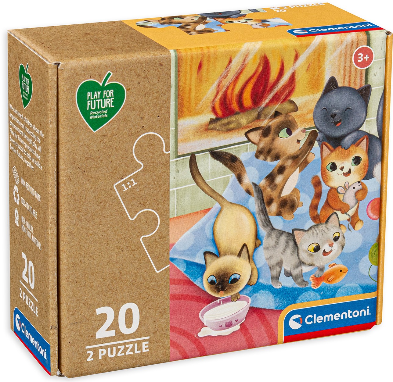 Пъзел Clementoni от 2 x 20 части - Сладки котенца