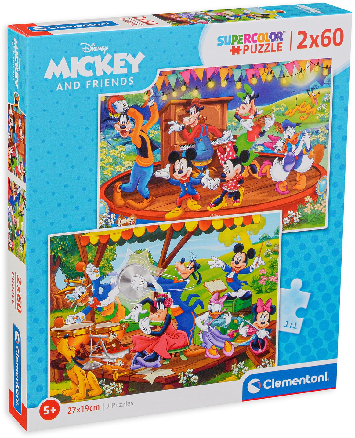 Пъзел Clementoni от 2 x 60 части - Мики Маус и приятели