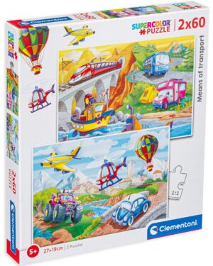 Пъзел Clementoni от 2 x 60 части - Разнообразен транспорт