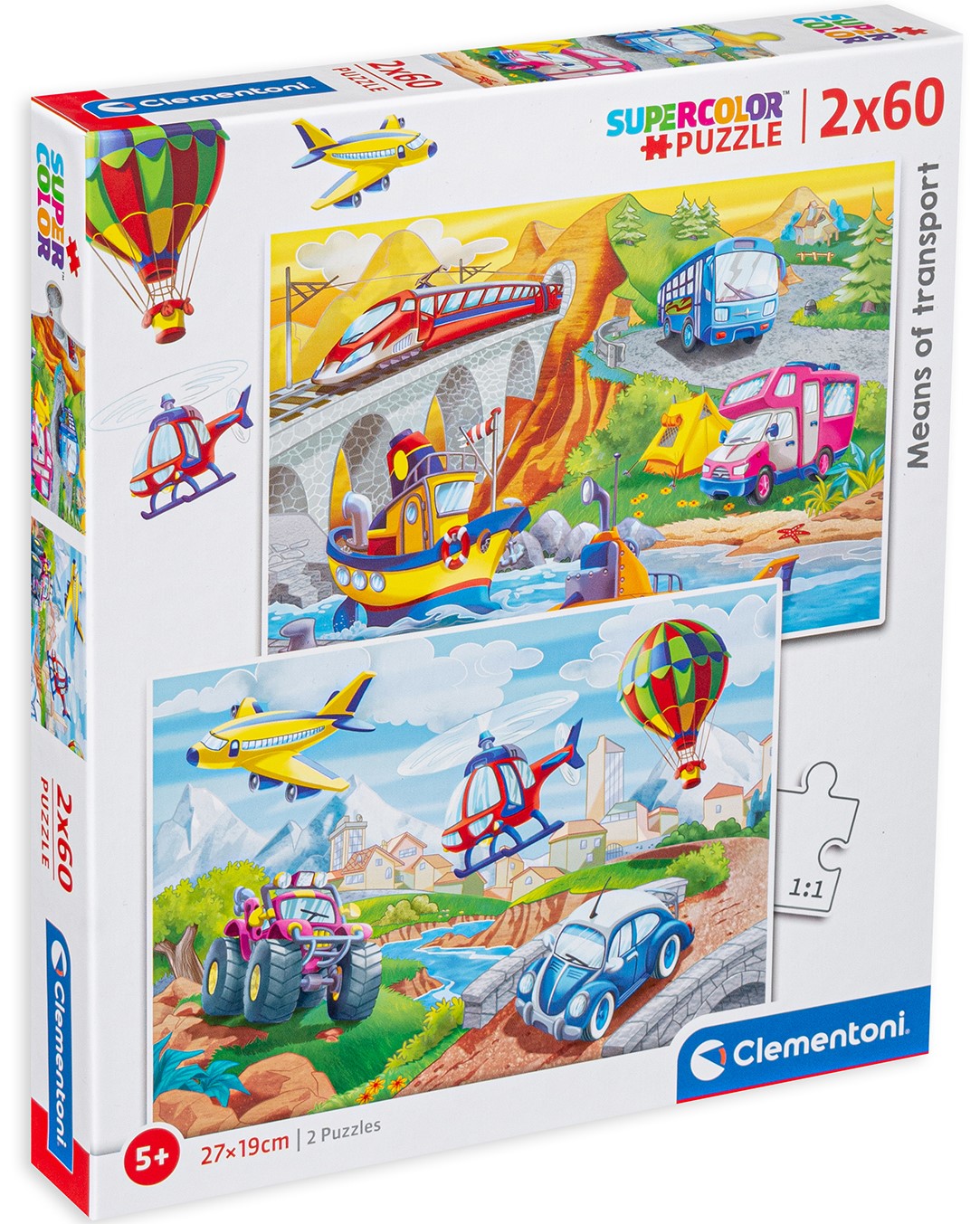 Пъзел Clementoni от 2 x 60 части - Разнообразен транспорт