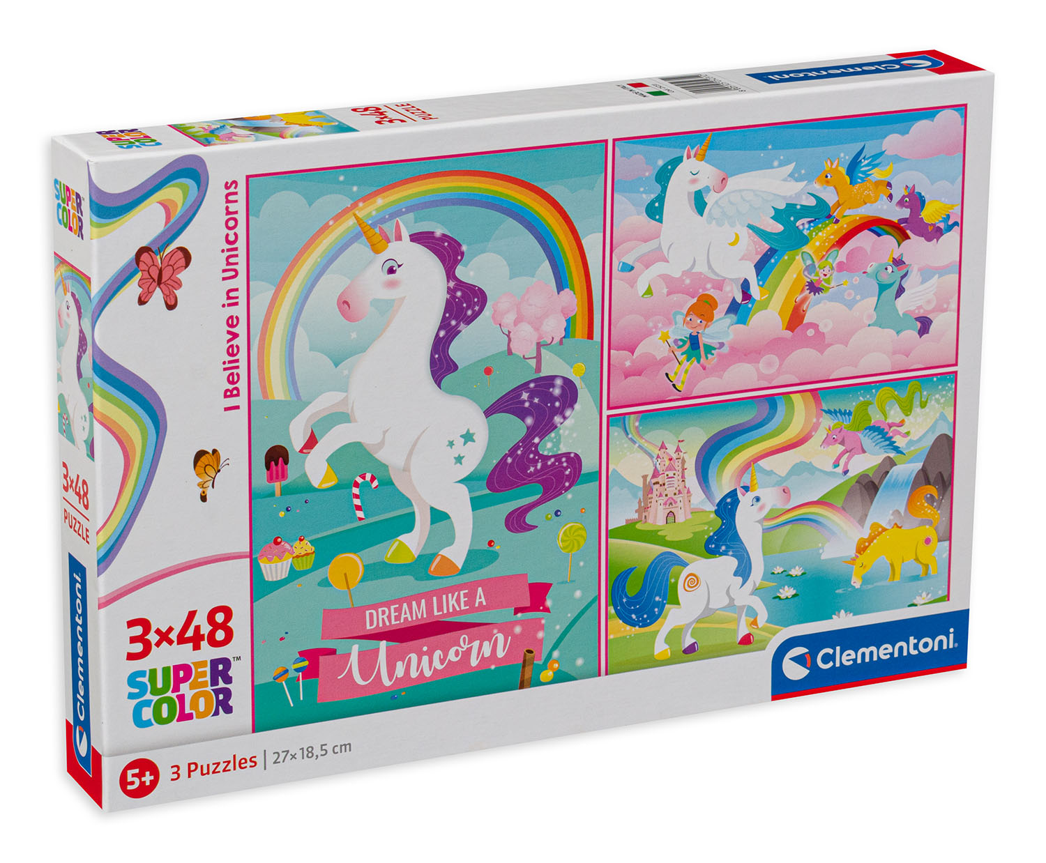 Пъзел Clementoni от 3 x 48 части - Аз вярвам в еднорози