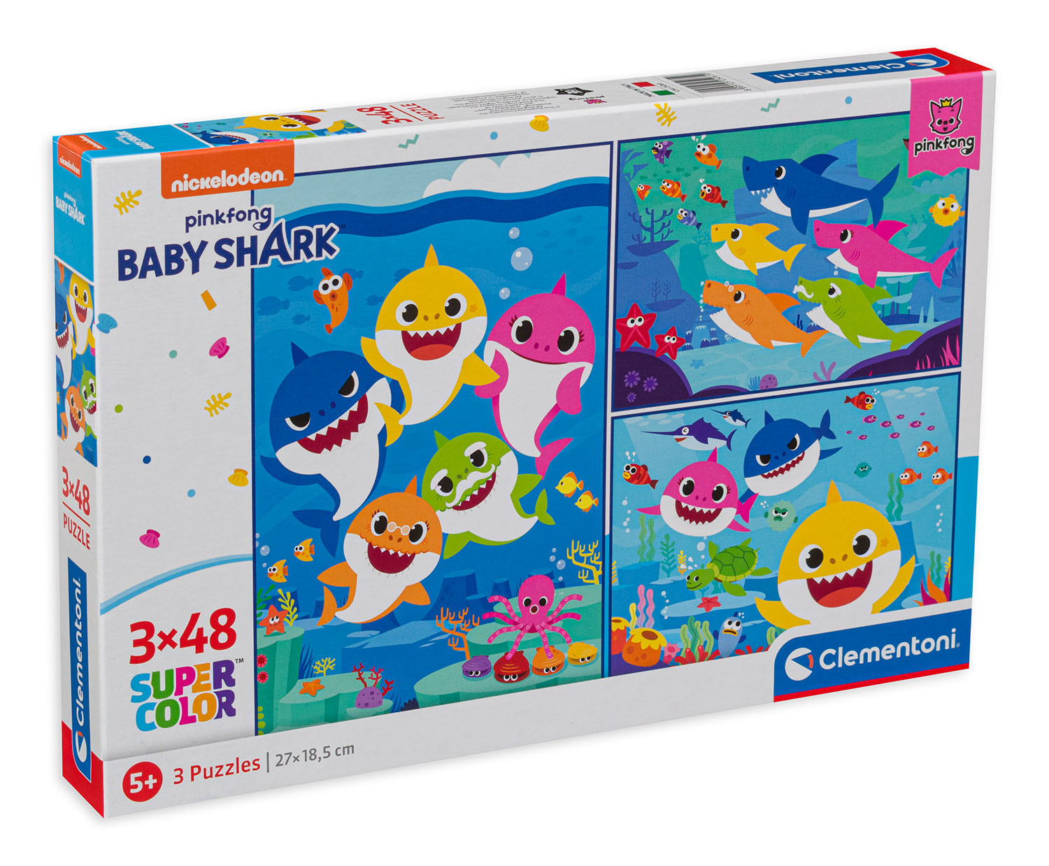 Пъзел Clementoni от 3 x 48 части - Baby Shark