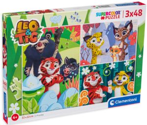 Пъзел Clementoni от 3 x 48 части - Лъвът и тигърът