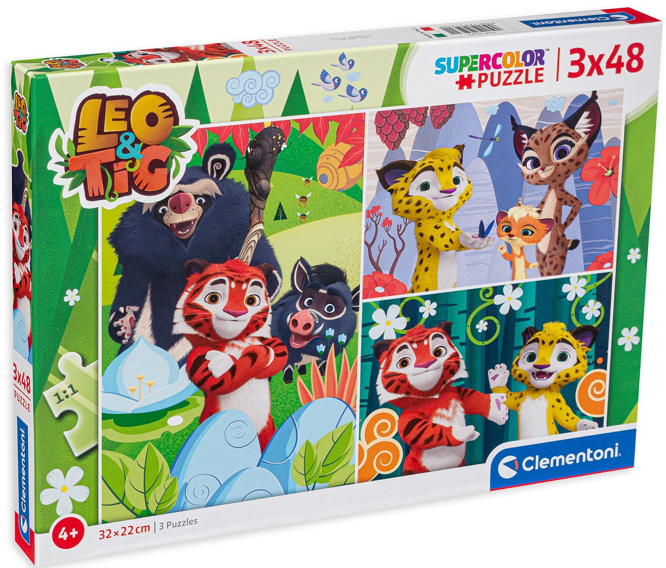 Пъзел Clementoni от 3 x 48 части - Лъвът и тигърът