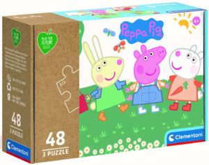 Пъзел Clementoni от 3 x 48 части - Прасенцето Пепа