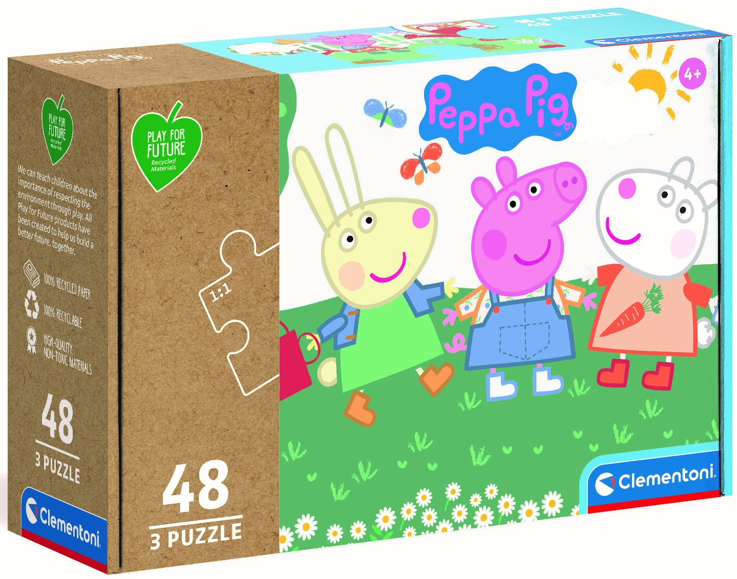 Пъзел Clementoni от 3 x 48 части - Прасенцето Пепа