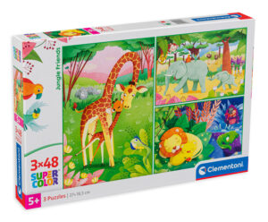 Пъзел Clementoni от 3 x 48 части - Приятели от джунглата