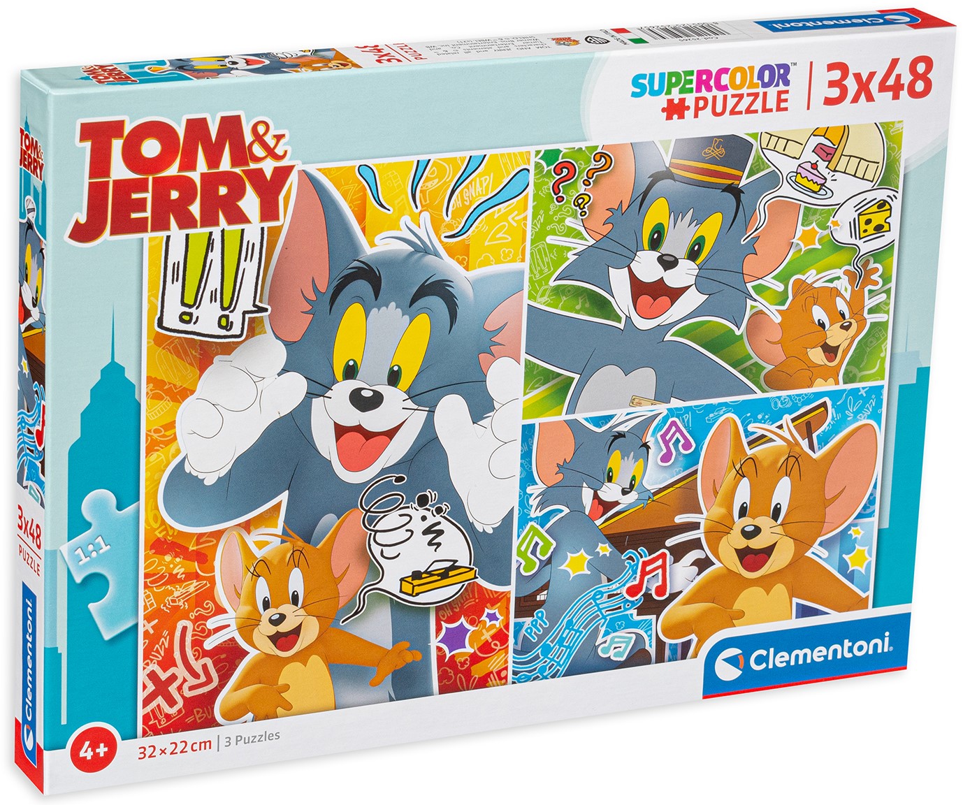 Пъзел Clementoni от 3 x 48 части - Том и Джери