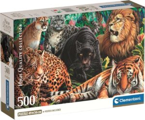 Пъзел Clementoni от 500 части - Диви котки