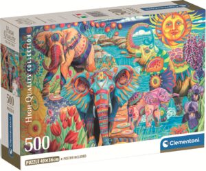 Пъзел Clementoni от 500 части - Карнавалът на слоновете