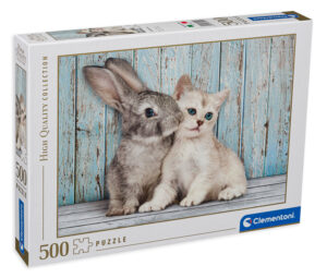 Пъзел Clementoni от 500 части - Коте и зайче