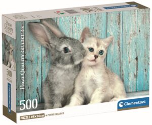 Пъзел Clementoni от 500 части - Коте и зайче