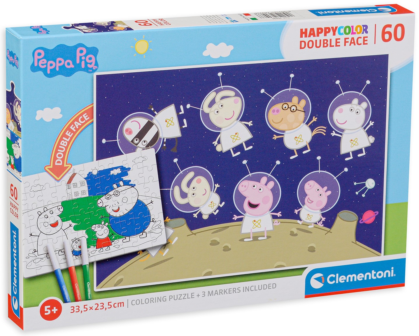 Пъзел Clementoni от 60 части - Оцвети прасенцето Пепа