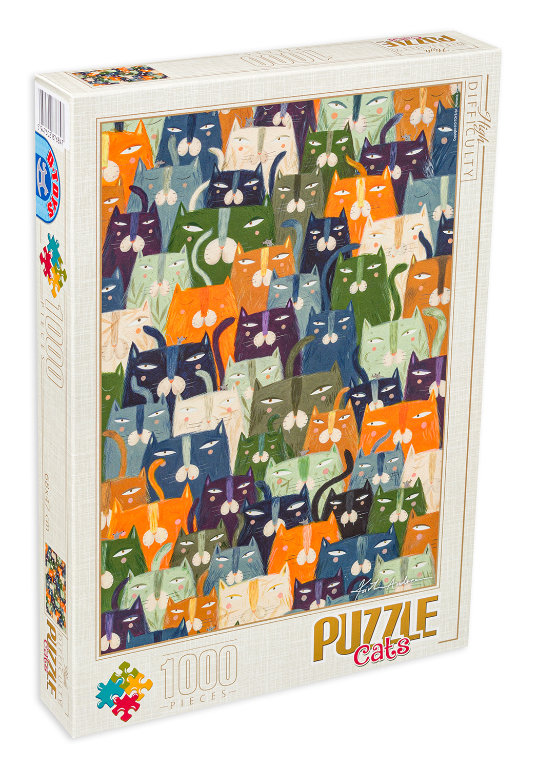 Пъзел D-Toys от 1000 части - Котки, Андреа Кюрти