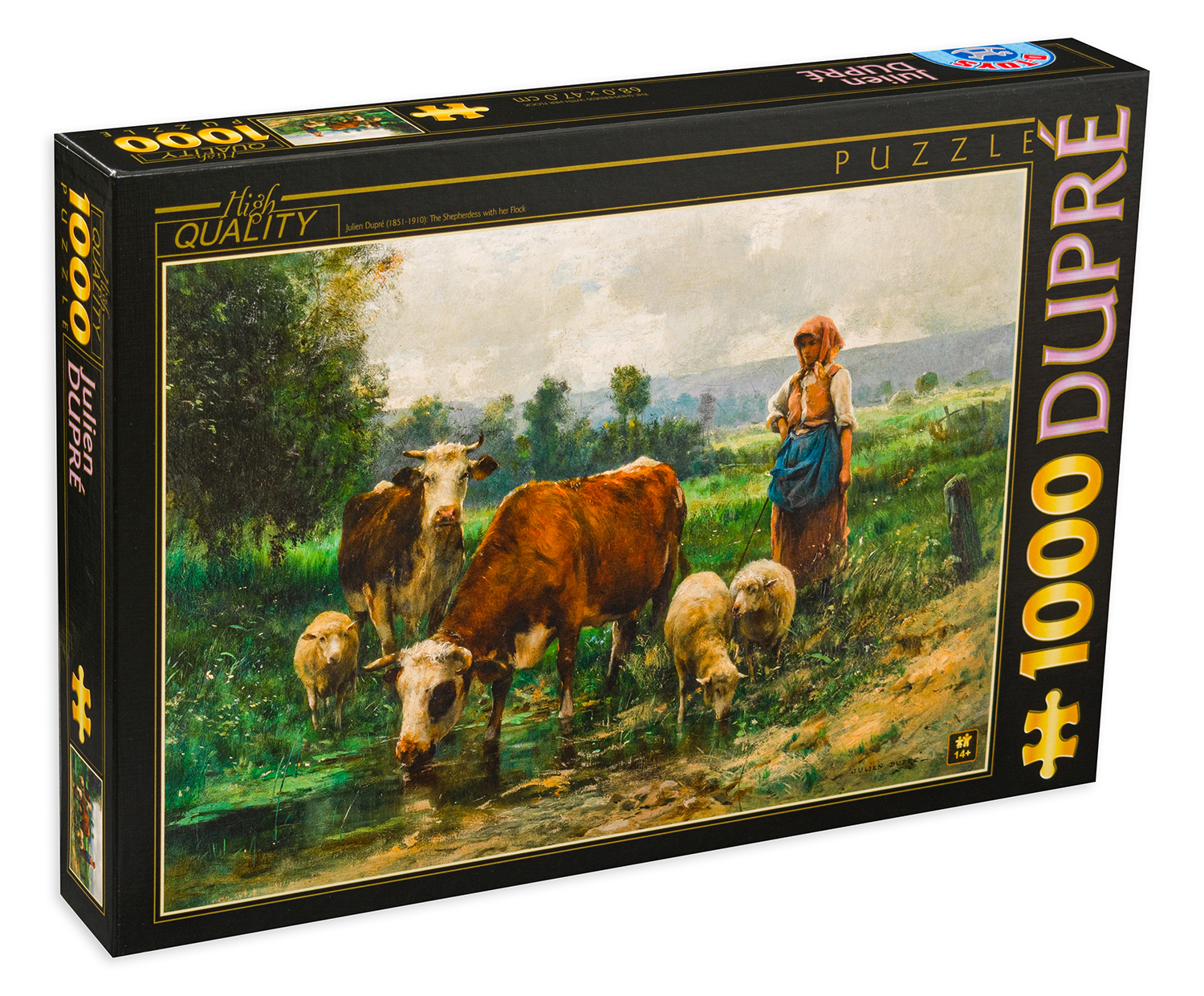 Пъзел D-Toys от 1000 части - Овчарка със своето стадо, Жулиен Дюпре