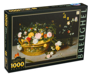 Пъзел D-Toys от 1000 части - Цветя в кошница и ваза, Питер Брьогел